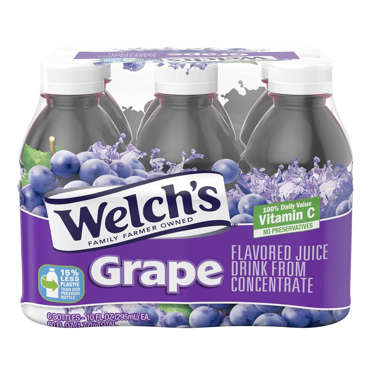 Welch's Juice Cocktail, No Preservatives, Concord Grape, 16 Ounce (Pack of 12)