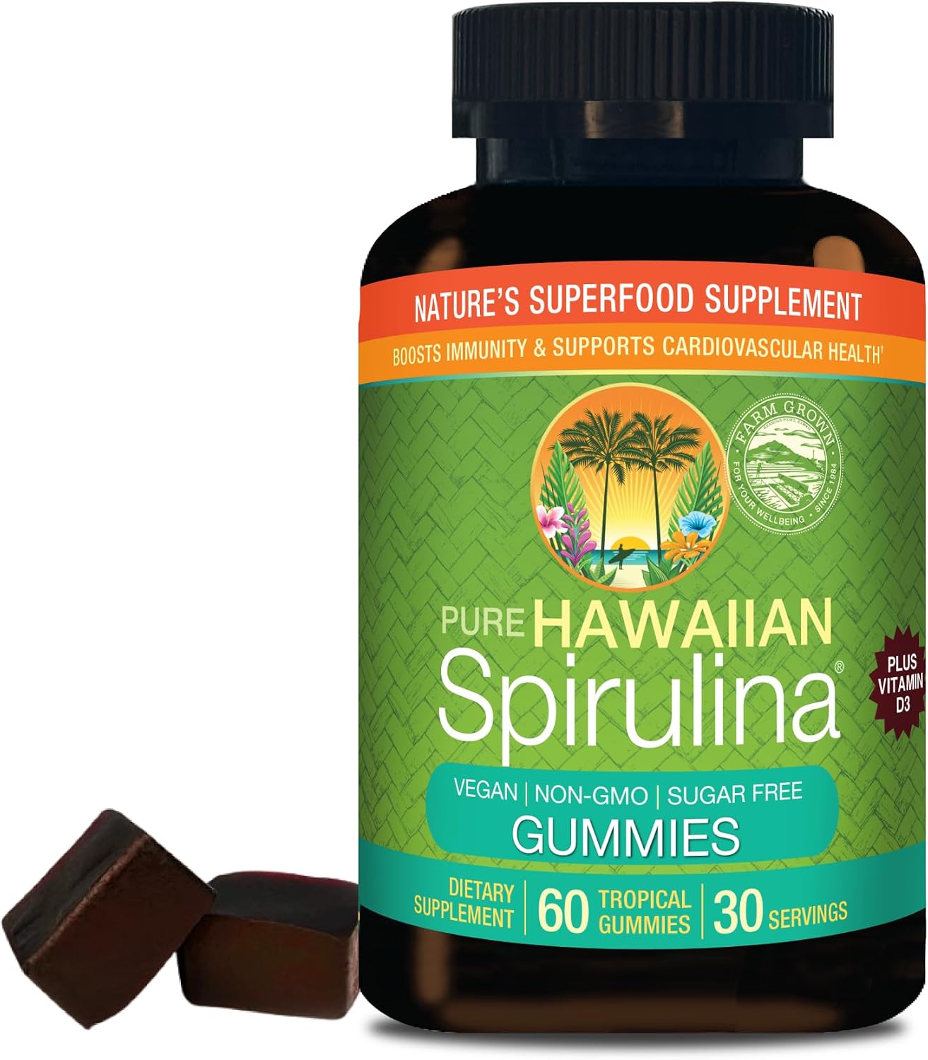 Nutrex Hawaii Pure Hawaiian Spirulina Tablets, Vegan, 500 mg, 400 Count | Spirulina Farm Grown in Kona, Hawaii, Non-GMO, Glyphosate Residue Free, 3rd Party Tested, 60% Protein, Superfood Supplement