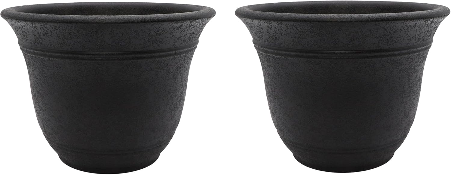 The HC Companies Sierra Round Self-Watering Pot - Lightweight Plastic Planter for Herbs & More - Durable Plant Pots for Indoor Plants & Outdoor Plants (13” Rustic Redstone, Pack of 1)