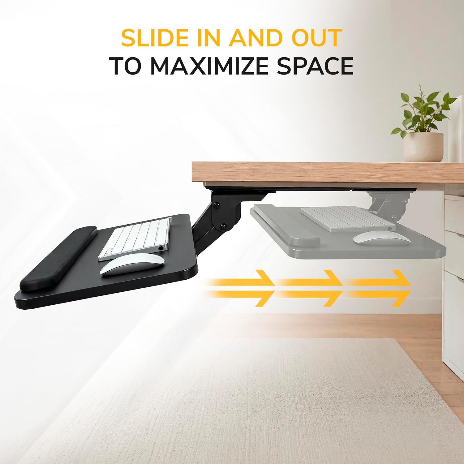 Mount-It! Under Desk Keyboard Tray, Slide-Out Keyboard Drawer with Height, Tilt and Swivel Adjustment