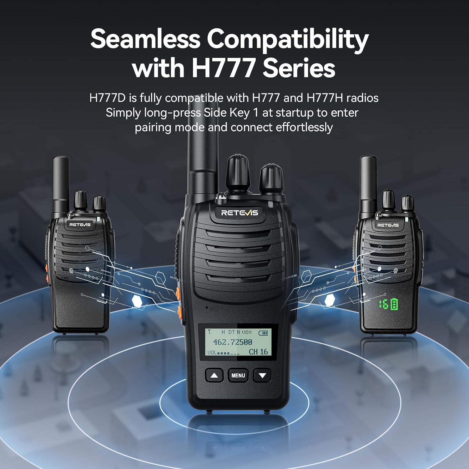 Retevis H777H Walkie Talkies with Earpeice,Portable FRS-Two Way Radio 6Pack | For Schools, Shatterproof Hidden Display, 6-Way Charger, USB-C, Emergency Alarm, Flashlight, with Stretchable Coiled Headset