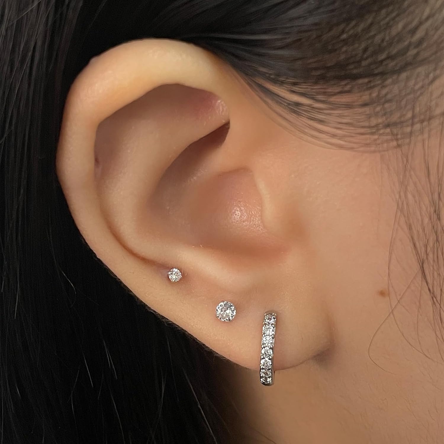 Dlihc 6 Pairs Sterling Silver Hoop and Stud Earrings Set for Women Men