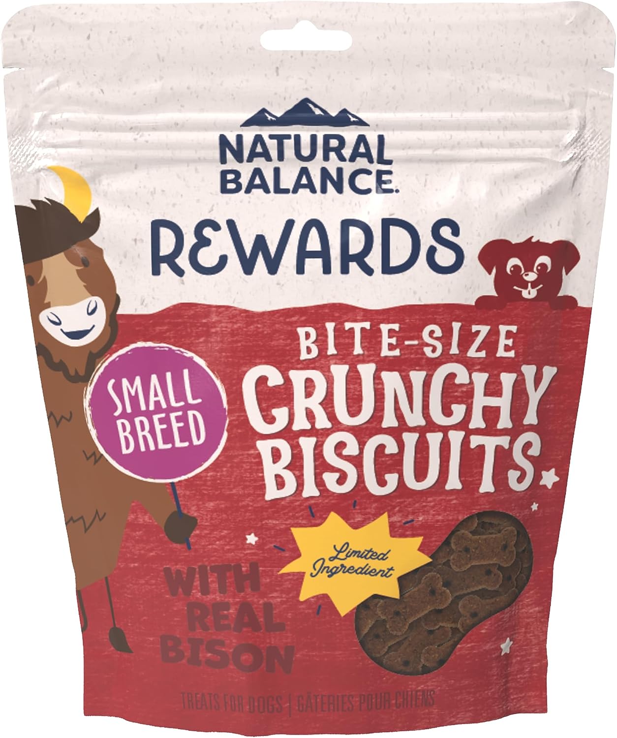 Natural Balance Limited Ingredient Rewards Crunchy Biscuits, Bite-Size Grain-Free Dog Treats for Small-Breed Dogs, Made with Real Venison, 8 Ounce (Pack of 1)
