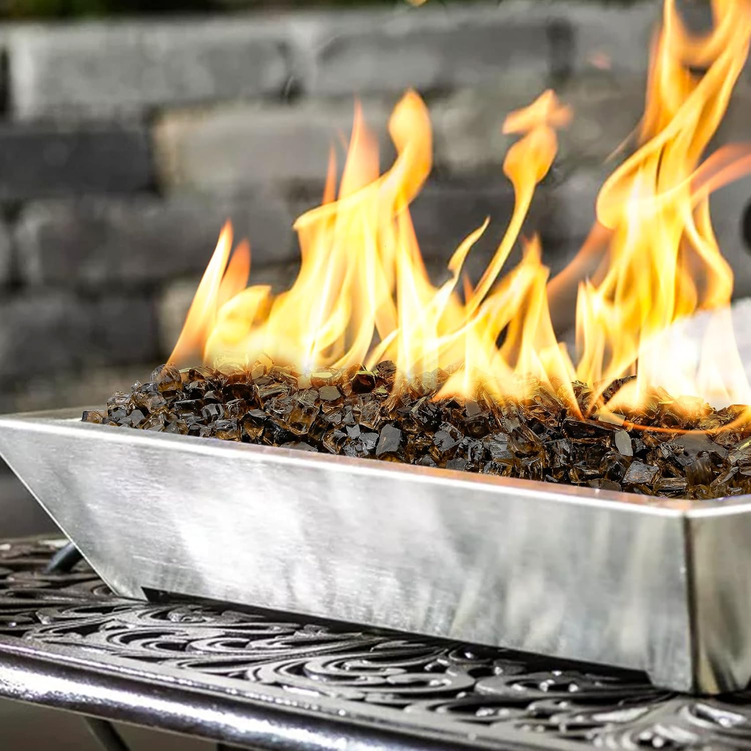 Onlyfire 10 lbs Fire Glass Rocks for Gas Propane Fire Pit and Fireplace