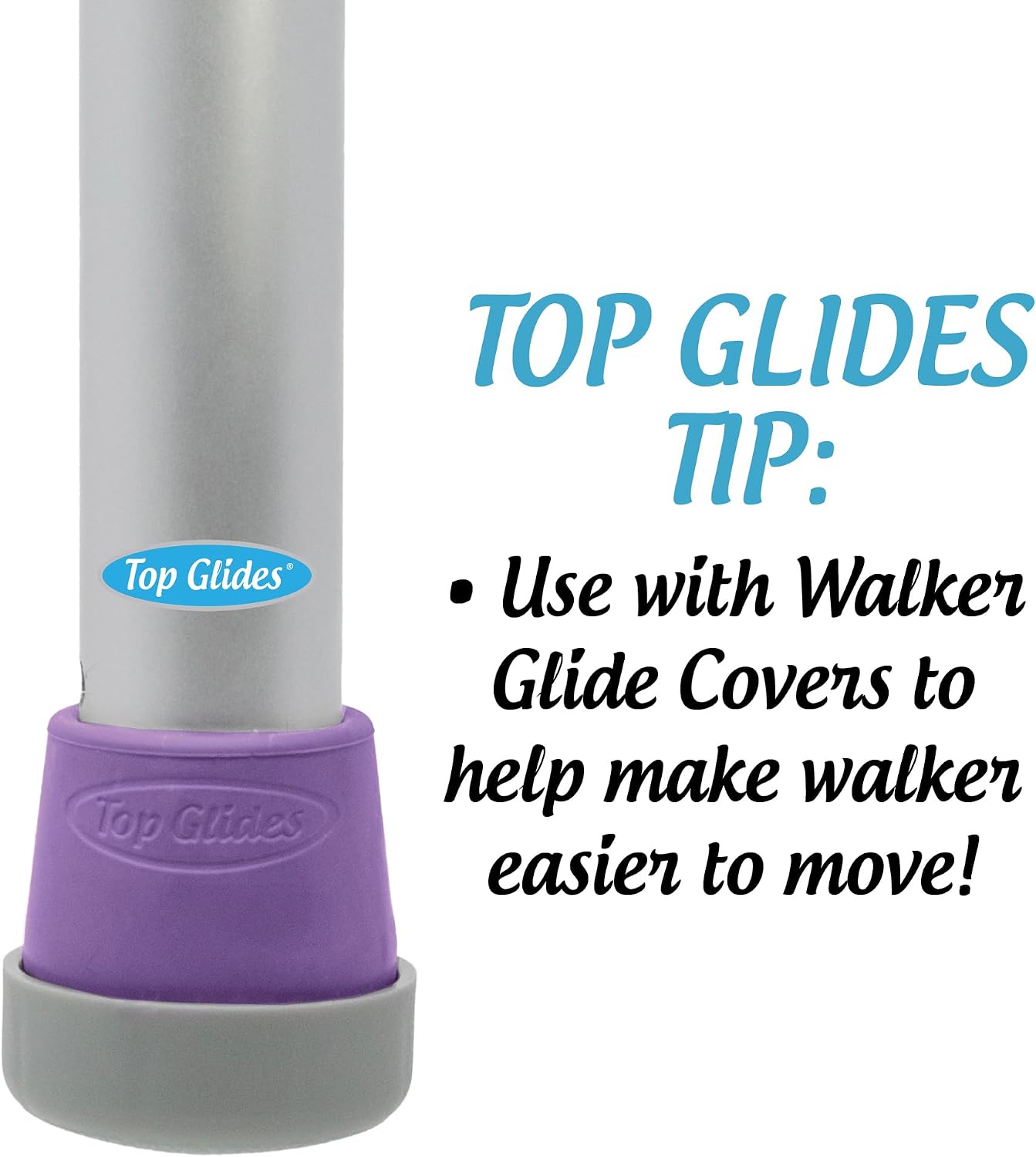 Steel-Reinforced Walker Glide Tips (Gray, 1 1/8")