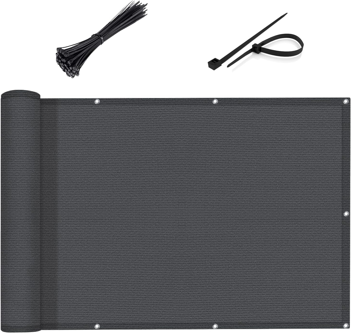 SUNLAX 3'x10' Black Balcony Privacy Screen Fence Windscreen 90% UV Block