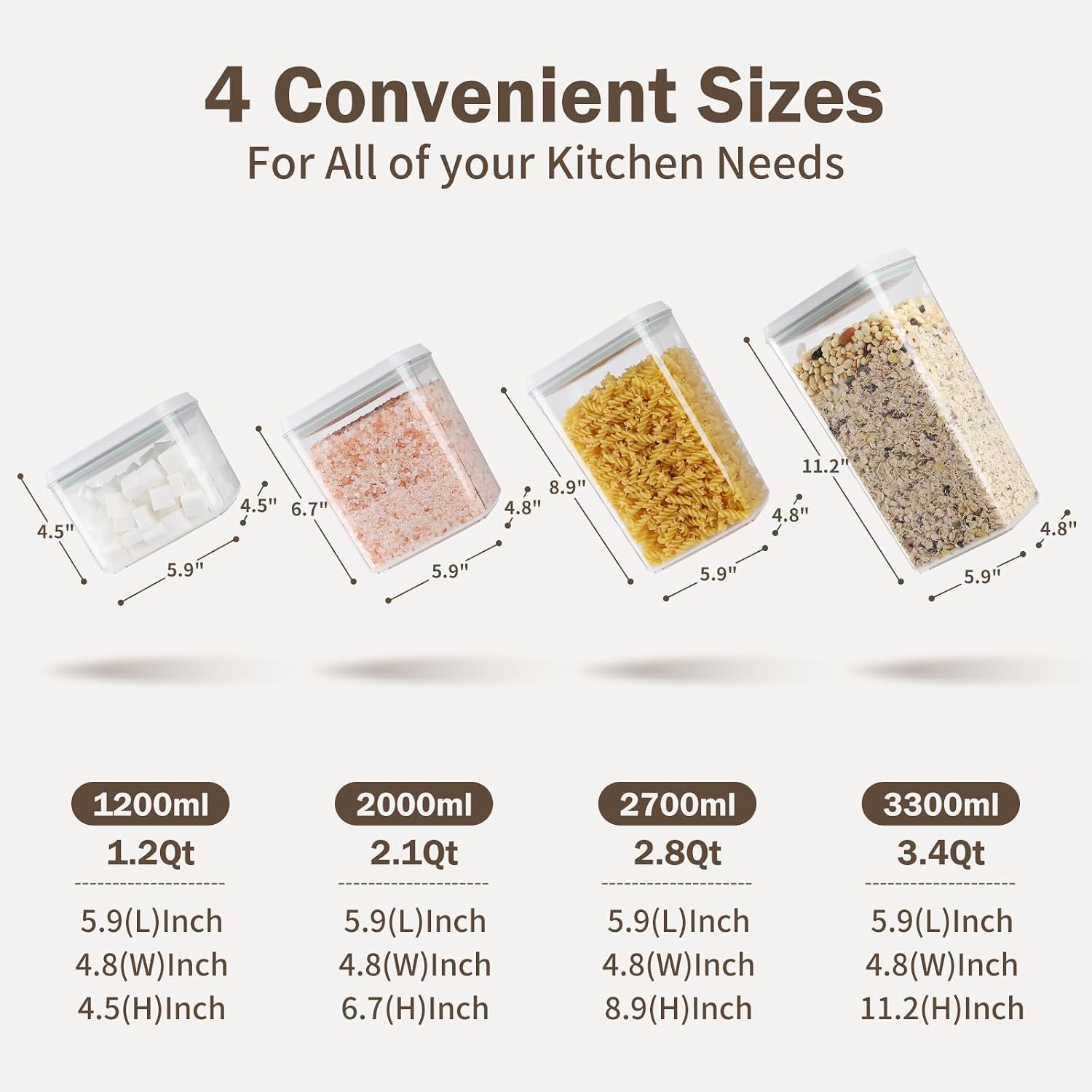 Melovom Pop Food Storage Containers Set Airtight Food Storage Containers with Pop Lids, Kitchen Pantry Organization and Storage, BPA Free, 2 x 2.8Qt