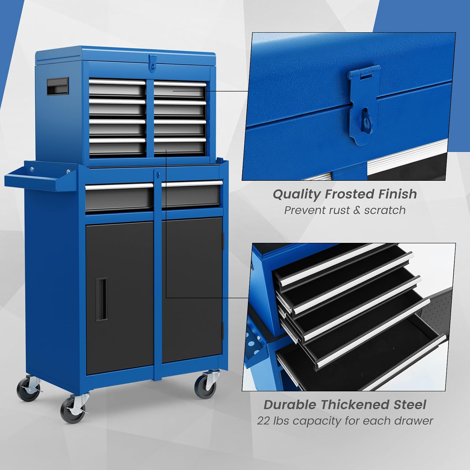 Goplus Rolling Tool Chest, 5-Drawer Tool Box Organizer w/Lockable Wheels & Sliding Drawers & Detachable Top & Adjustable Shelf, Tool Storage Cabinet for Garage Workshop (Red)