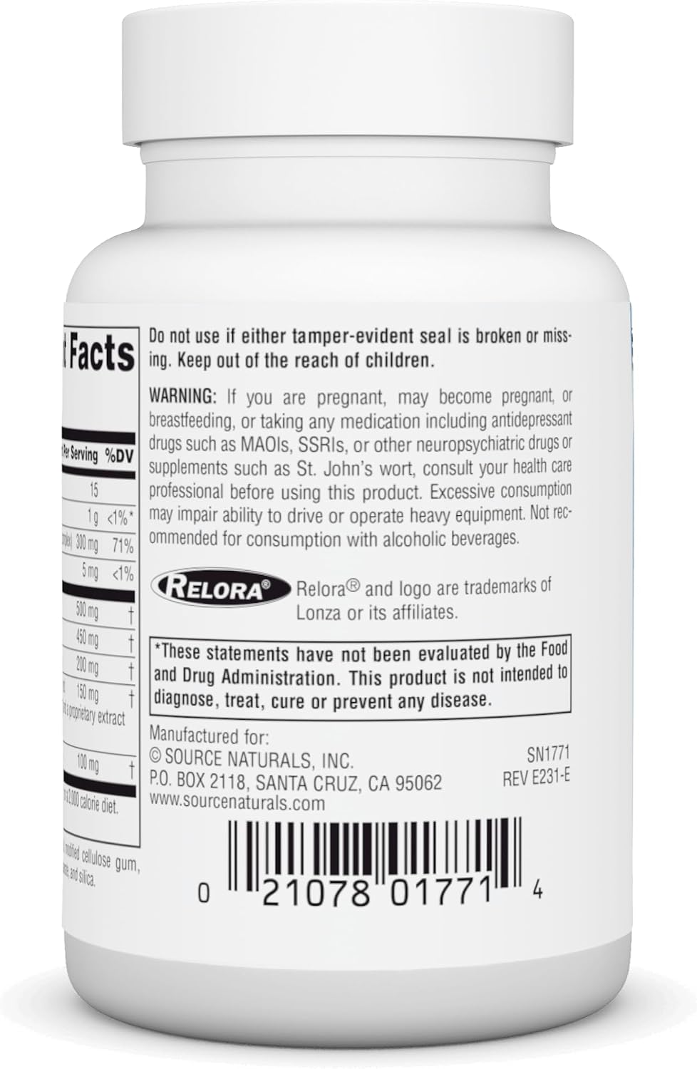 Source Naturals Theanine Serene with Relora, Calm Mind and Body* - 120 Tablets
