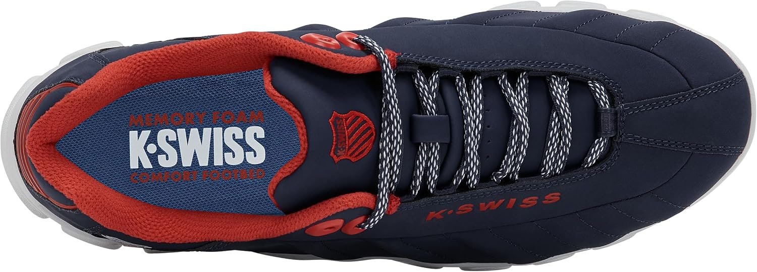 K-Swiss Men's ST329 CMF Sneaker, Wide Tennis Walking Shoes Leather Upper | Court Inspired, Tennis Heritage, Comfort Soft Cushioning, Arch Support, Wide Feet Fit, Chunky Silhouette, Classic Style.