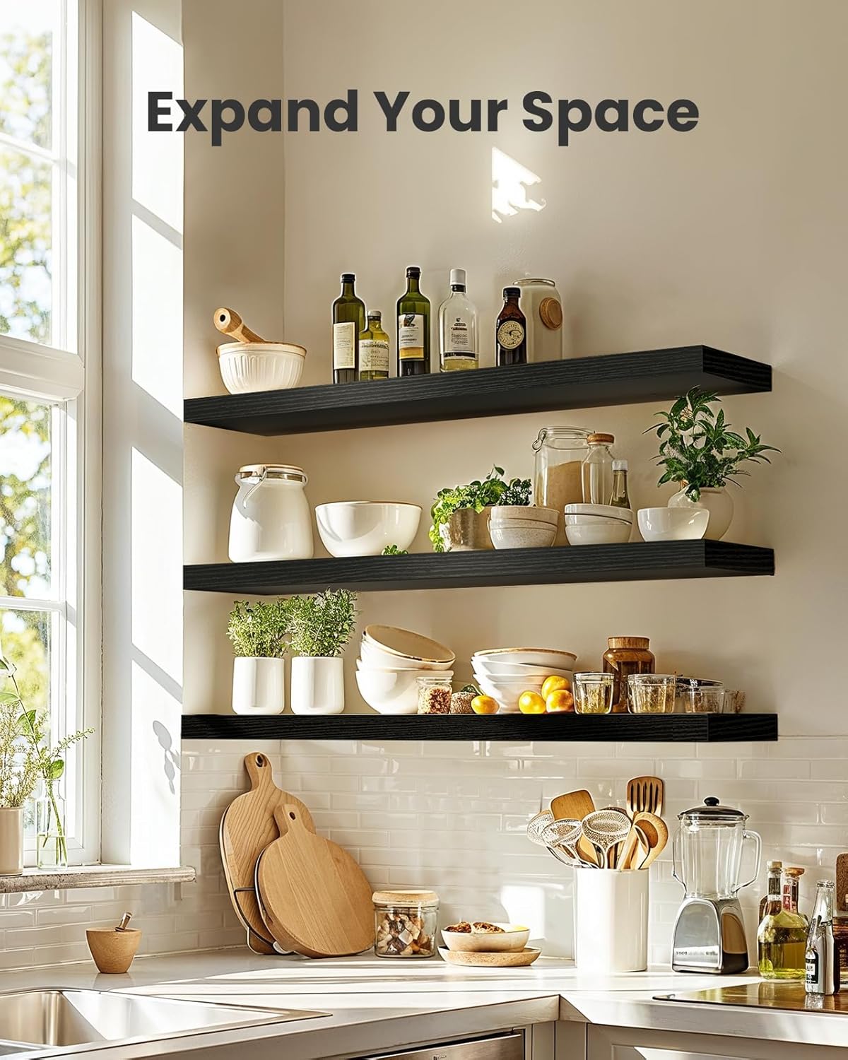 AMADA HOMEFURNISHING Floating Shelves, Wall Shelves for Bathroom/Living Room/Bedroom/Kitchen Decor