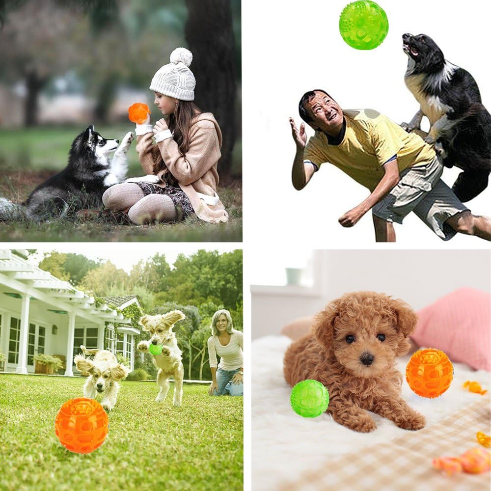 ACEONE Dog Squeaky Ball, Pet Squeak Chew Bouncy Rubber Toy Balls for Small Medium Dogs Indestructible Exercise Training Playing (3 Balls)