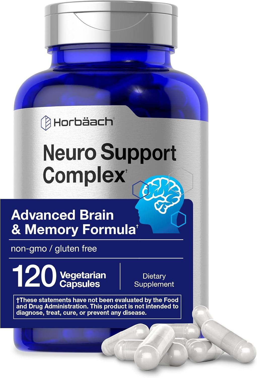 Horbäach Brain Supplement | 120 Capsules | with Phosphatidylserine & DMAE