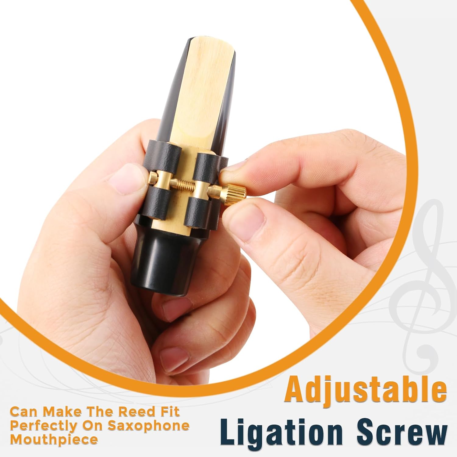 EASTROCK Alto Saxophone Ligature Kit, Metal Ligature for Saxophone Mouthpiece with Plastic Cap, Wind Musical Instruments Accessory for Beginner and Student