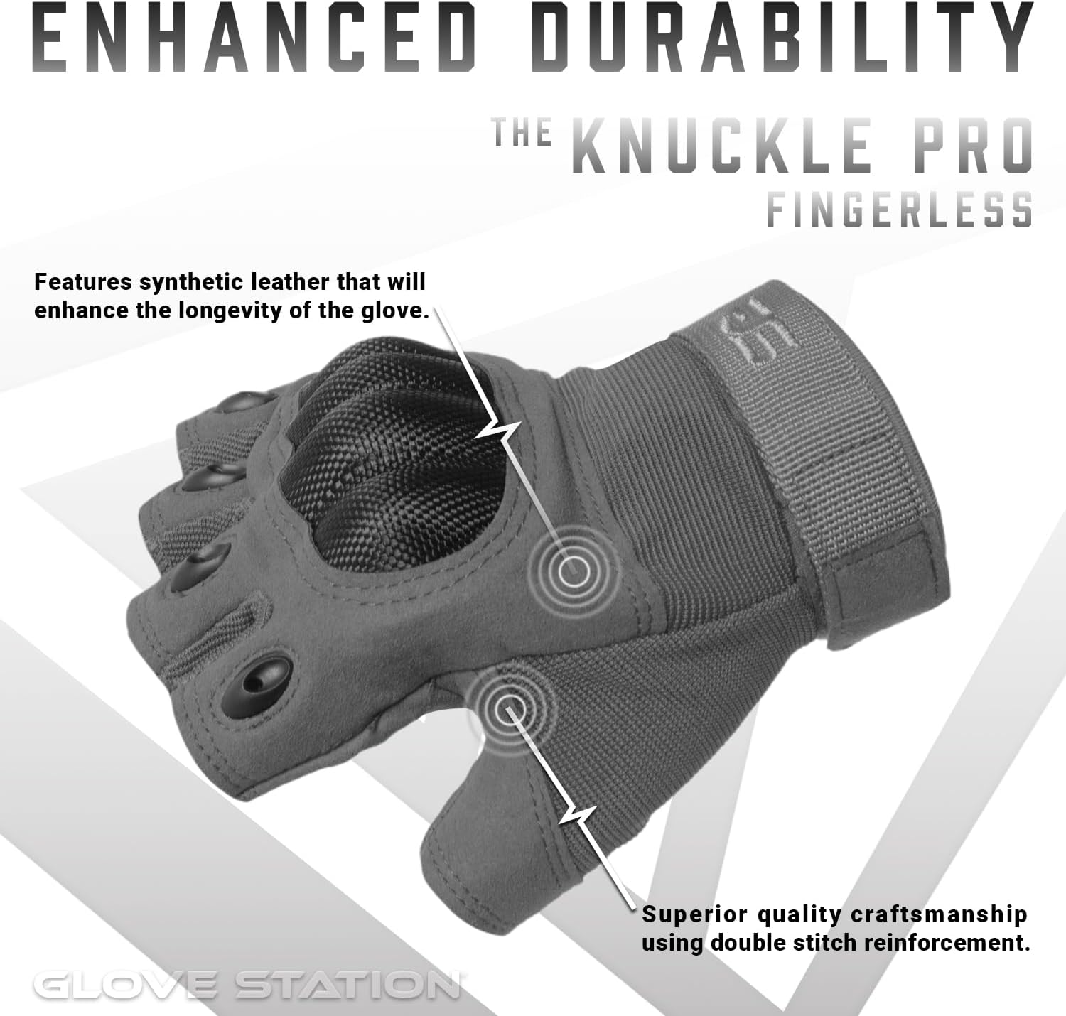 Glove Station Fingerless Knuckle Motorcycle Gloves, TACHK200