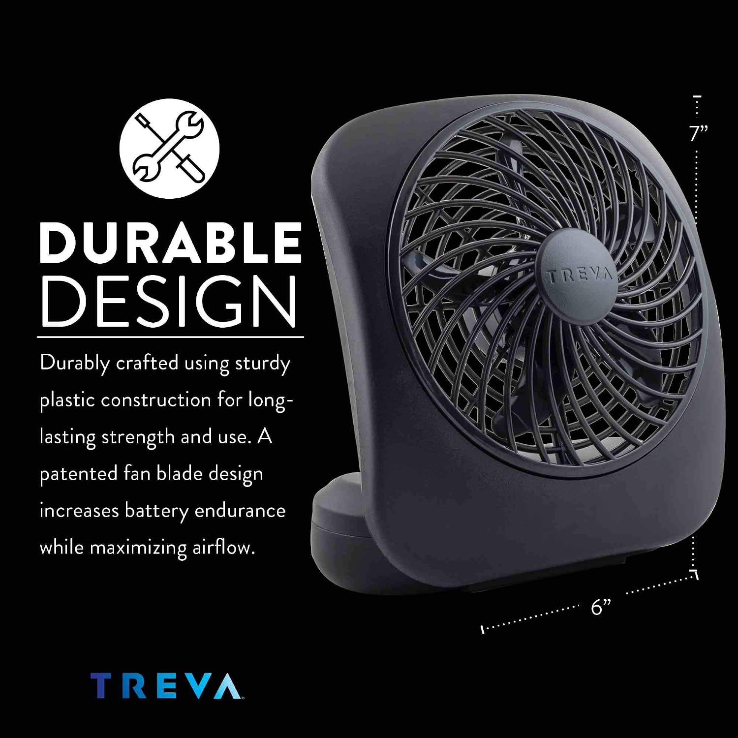 O2COOL Treva 5 in Portable Battery Powered Desk Fan 2-Speed Black | Yes