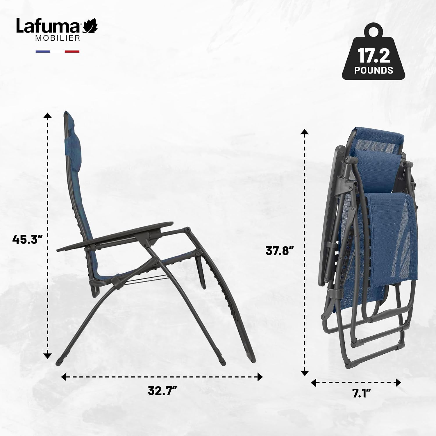 Lafuma Futura Series Patio and Poolside Zero Gravity Outdoor Lounge Recliner Chair with Adjustable and Removable Headrest, Moss Green