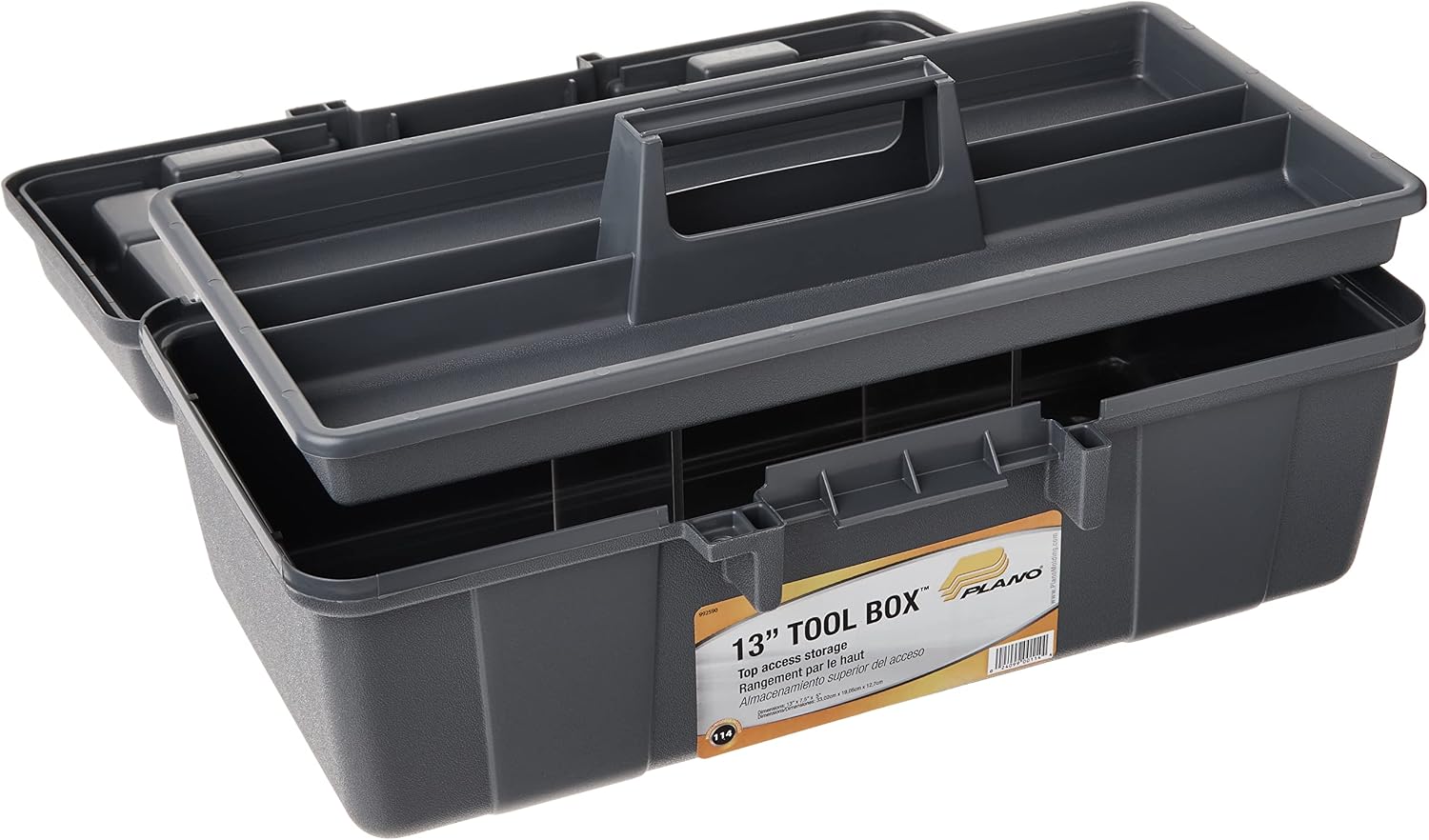 Plano Molding 114-002 13-Inch Compact Tool Box, Graphite Gray with Black Handle and Latches