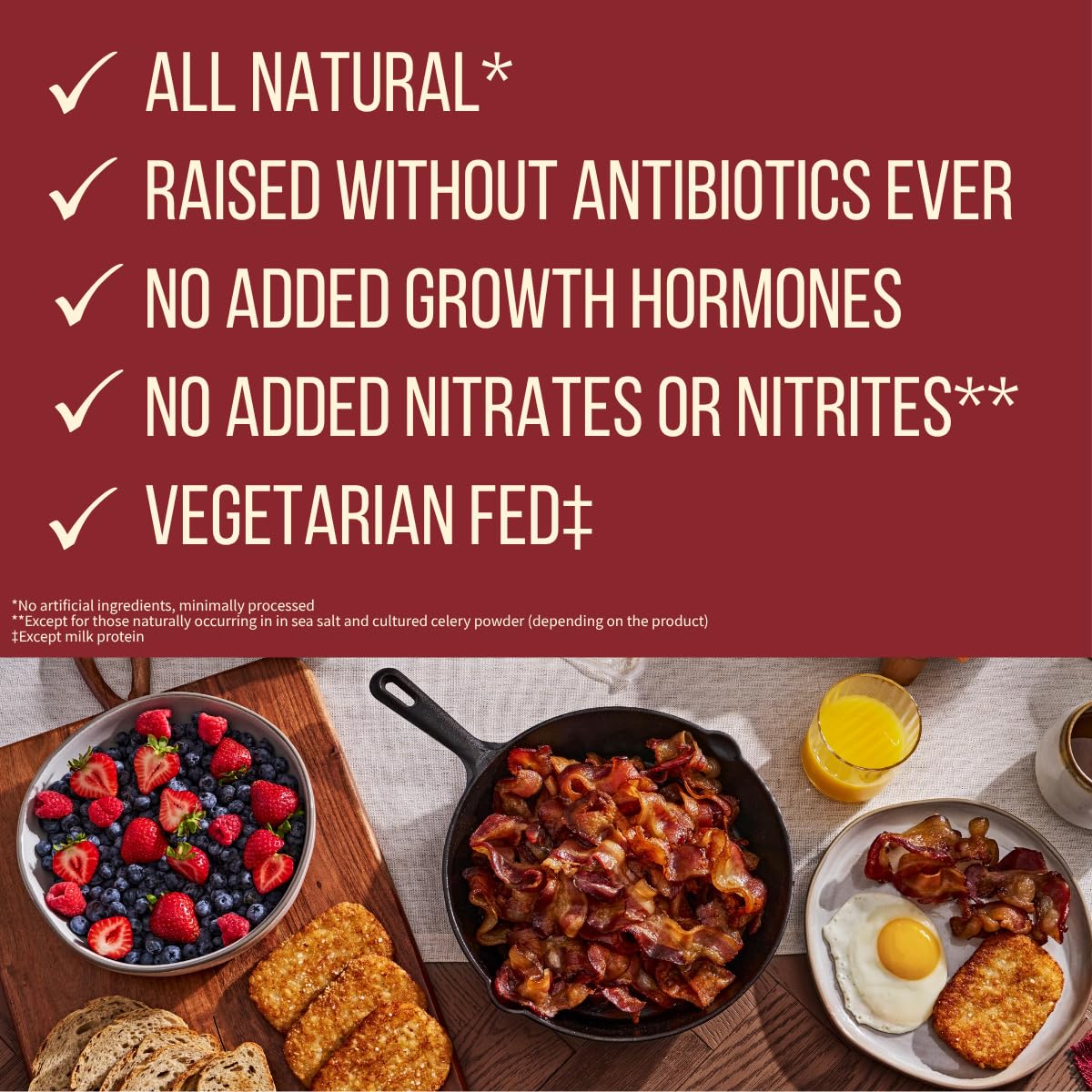 Wellshire Farms 8oz Uncured Smoked Beef Bacon – Made from Pasture-Raised Beef with No Antibiotics or Added Hormones, Bold Flavor and Ready to Serve