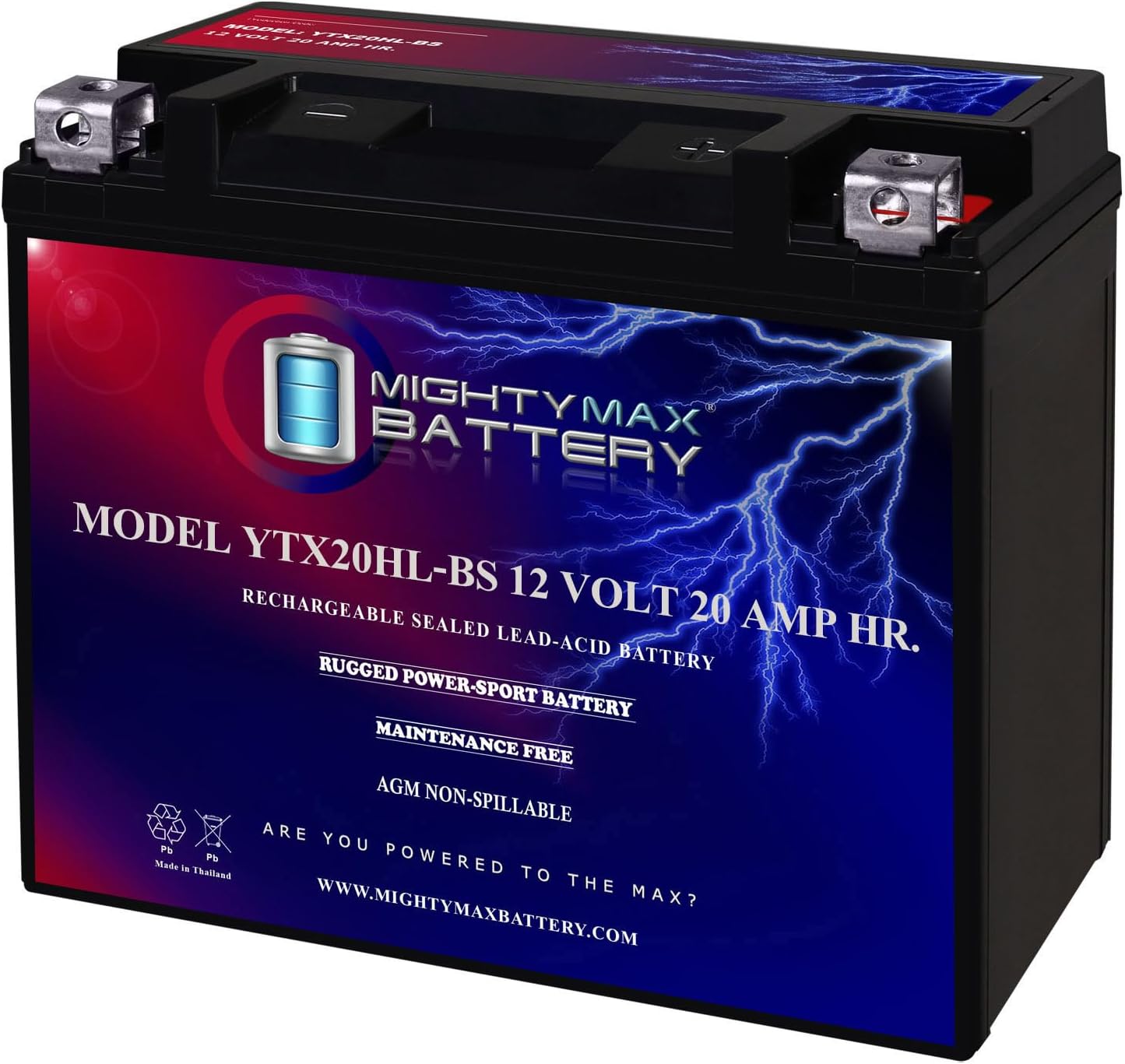 Mighty Max Battery YTX14-BS - 12 Volt 12 AH, 200 CCA, Rechargeable Maintenance Free SLA AGM Motorcycle Battery