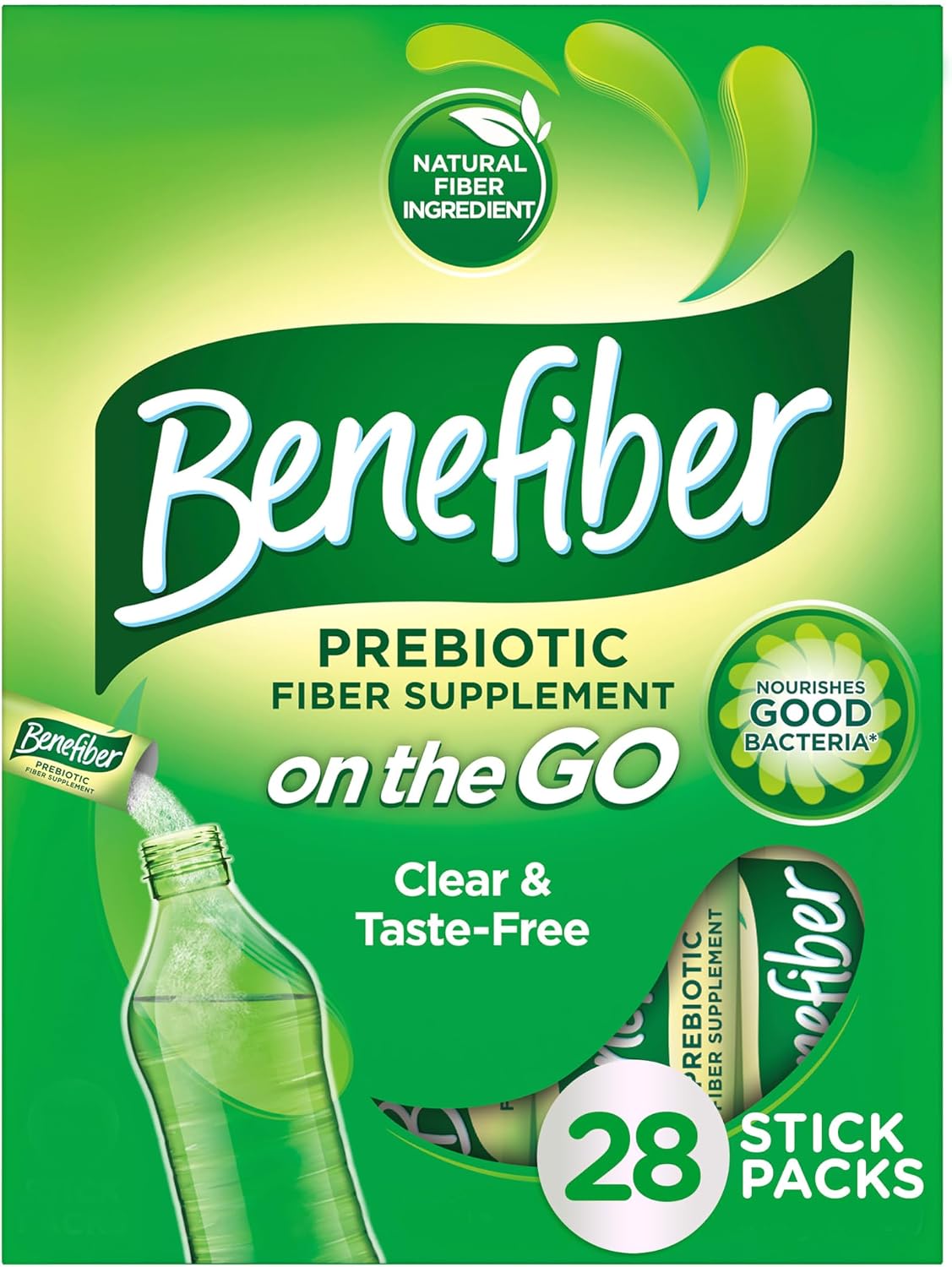 Benefiber On The Go Prebiotic Fiber Supplement Powder for Digestive Health, Daily Fiber Powder