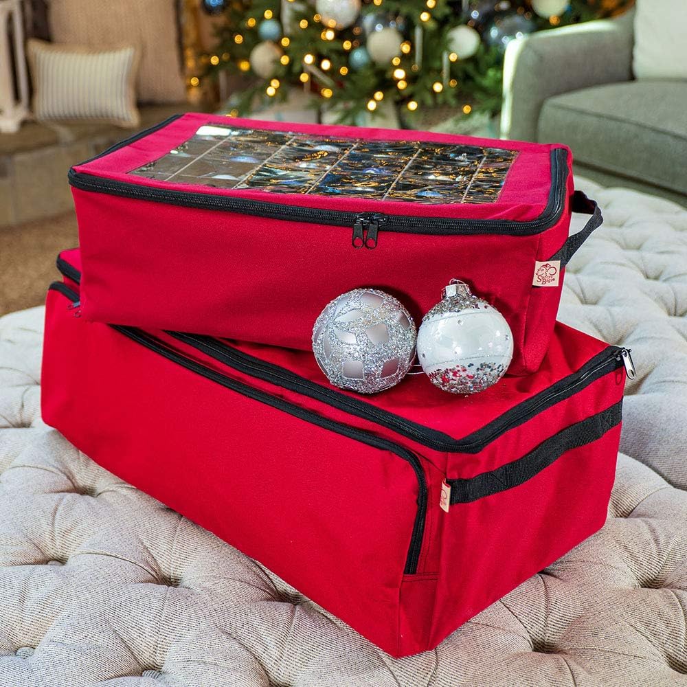 Santa's Bags Christmas Ornament Storage Box, 48 (3") Ornaments | Acid-Free Removable Trays with Separators