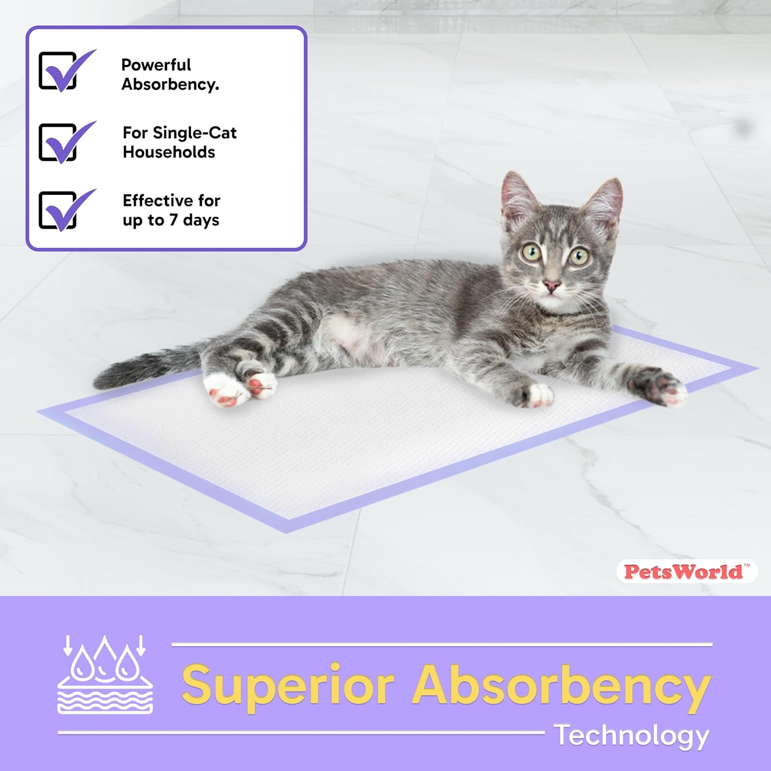 PetsWorld Universal Fit Cat Pad Refills for Litter Box, Fresh Scent, Odor Control, Pack of 200
