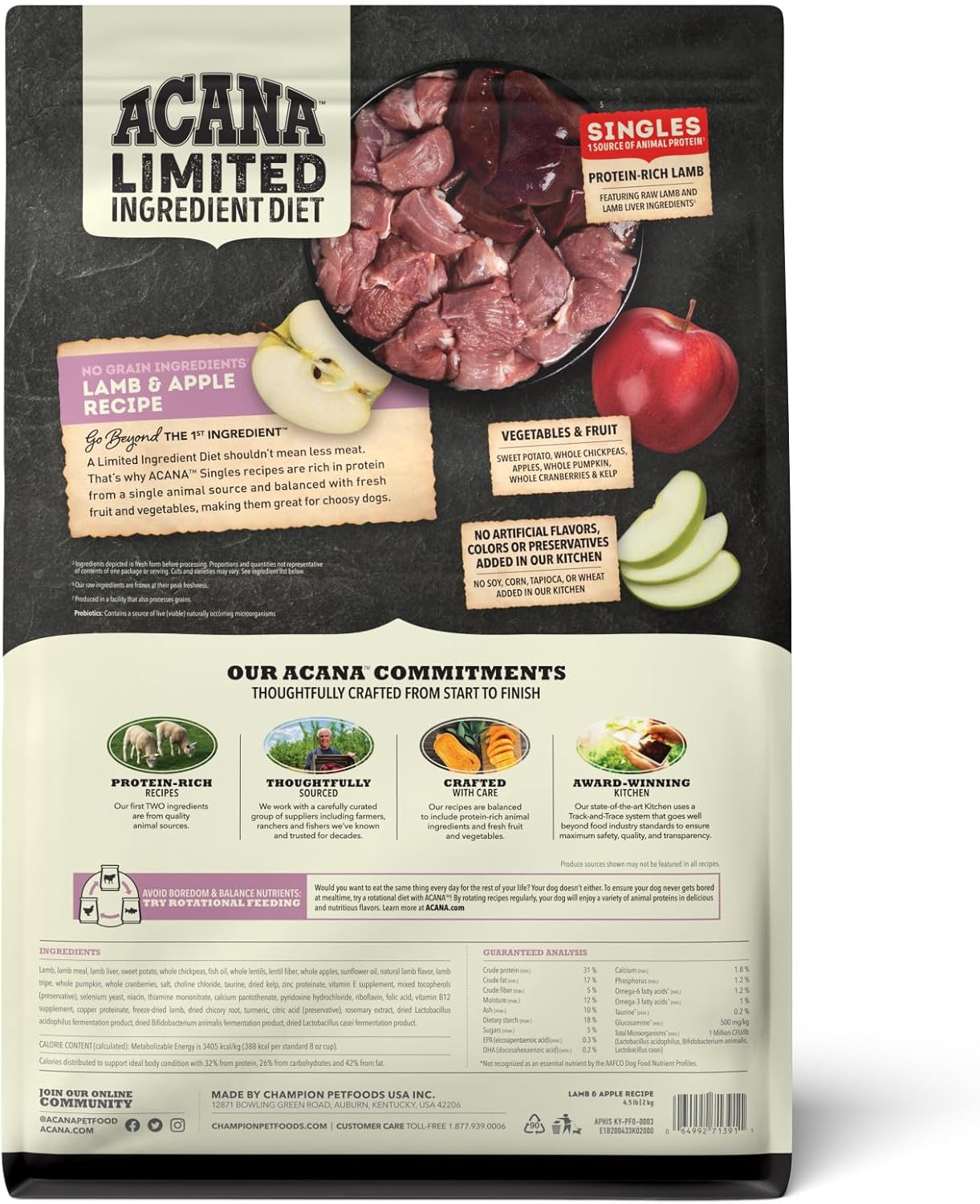 ACANA Singles Limited Ingredient Dry Dog Food Beef & Pumpkin 4.5lb Bag