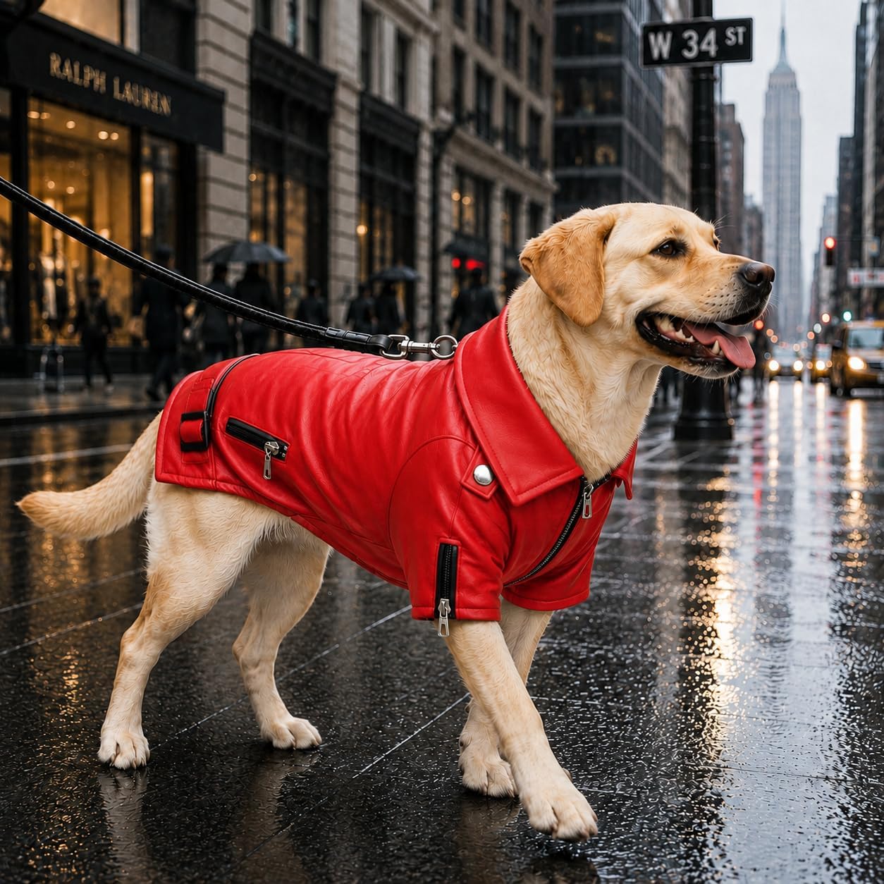 Lovelonglong Cool Dog Leather Jacket, Warm Coats Dogs Windproof Cold Weather Coats for Large Medium Small Dogs with Eagle Embroidery Black XS