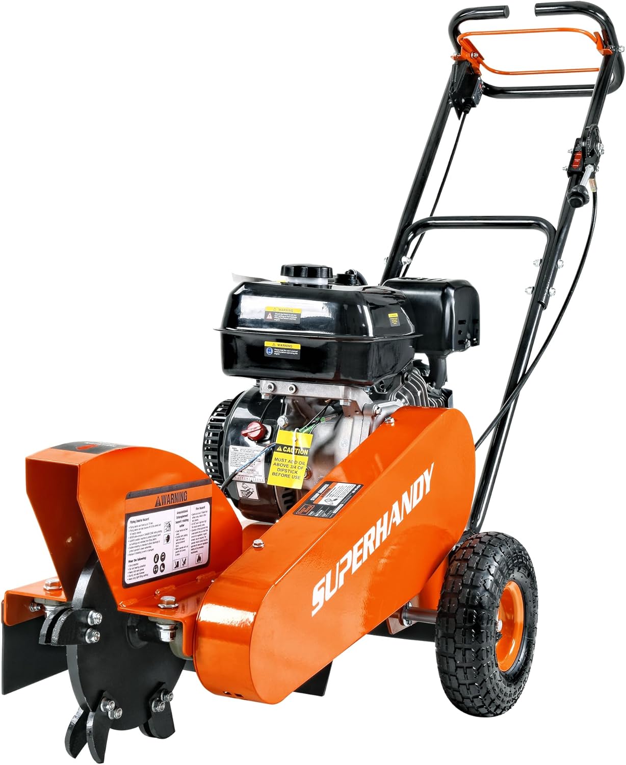 SuperHandy Gas Stump Grinder 9HP Engine - Direct Belt Drive, 12-inch Cutting Performance, 6 Carbide Teeth - Compact & Lightweight