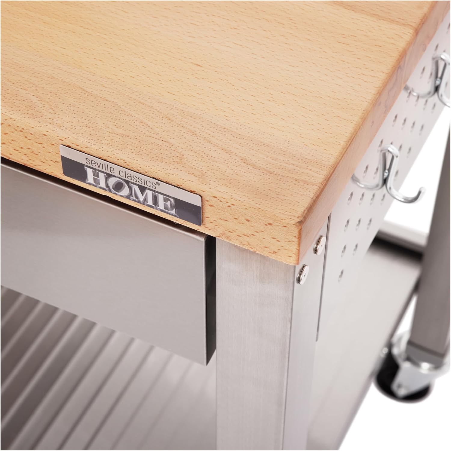 Stainless-Steel Commercial-Grade NSF-Certified Prep Table Cart, 24"W x 20"D | Heavy-duty durable utility workstation supports up to 450 lb w/ adjustable wire shelf and sliding basket on locking wheels