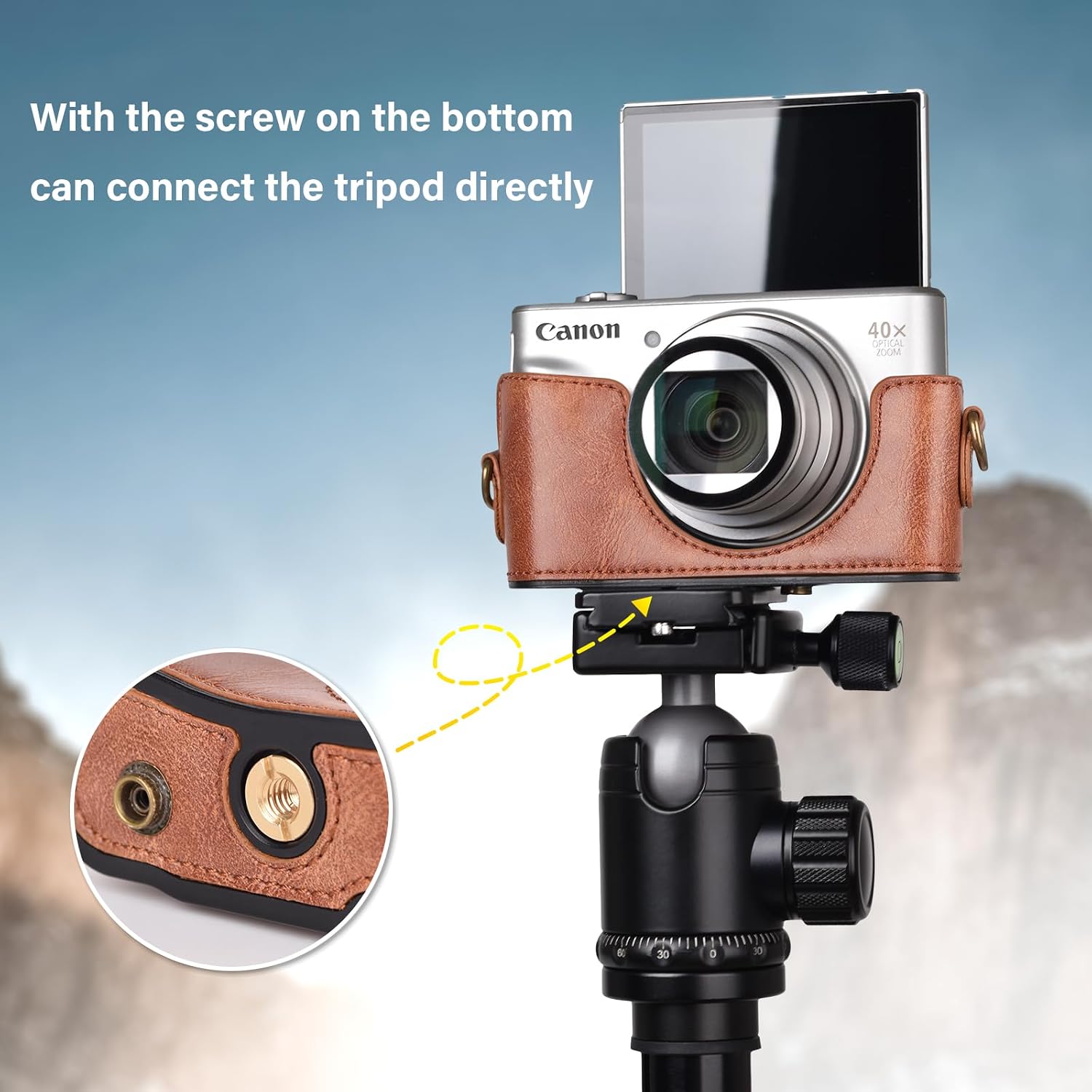 kinokoo Case for Canon PowerShot SX720 HS/SX730 HS/SX740 HS Digital Camera - PU Leather SX740 HS Protective Case Easy Carrying Bag with Adjustable Shoulder Strap - Brown