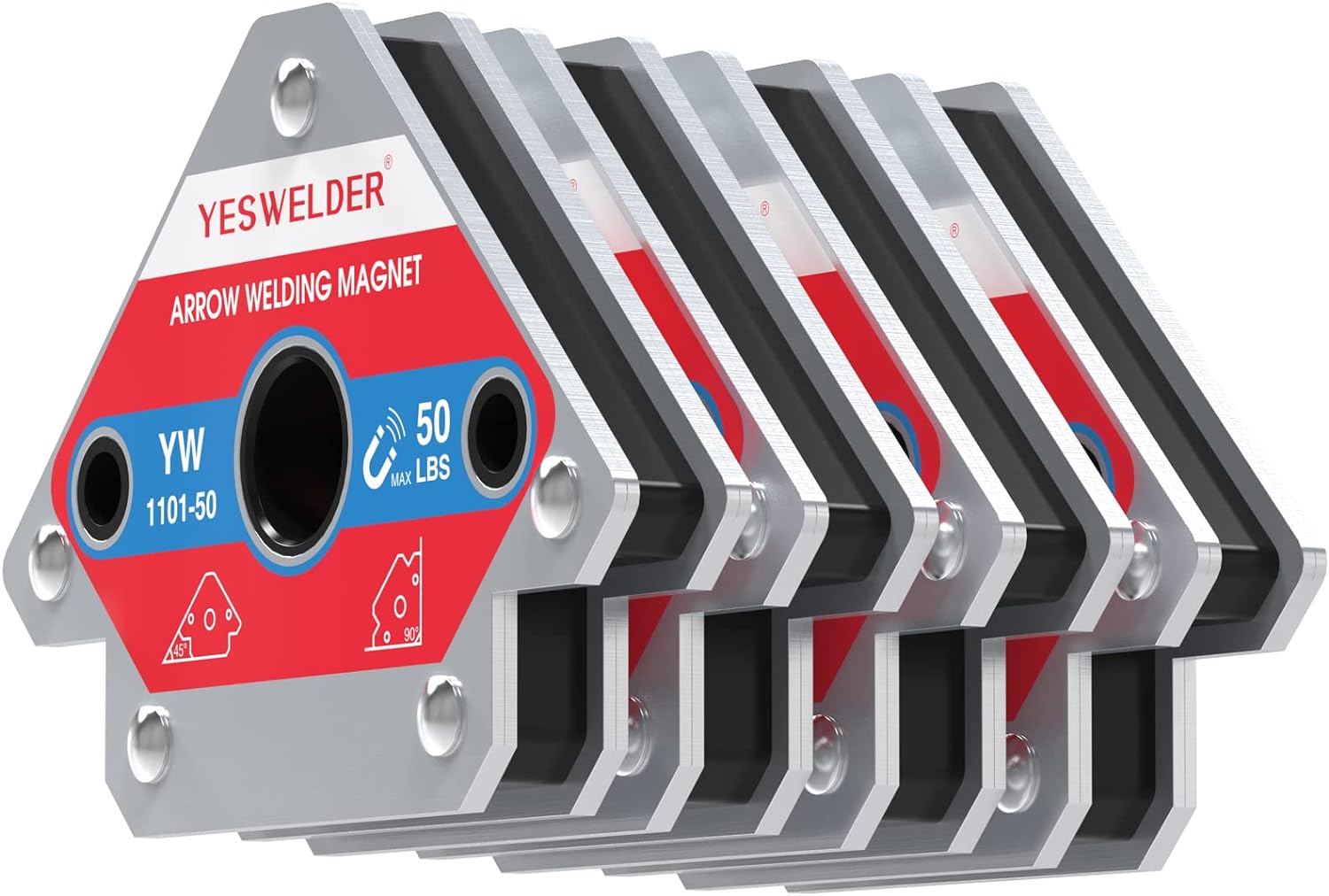 YESWELDER 4-Pc Welding Magnet Set, 50 lb Holding Power Welding Accessories