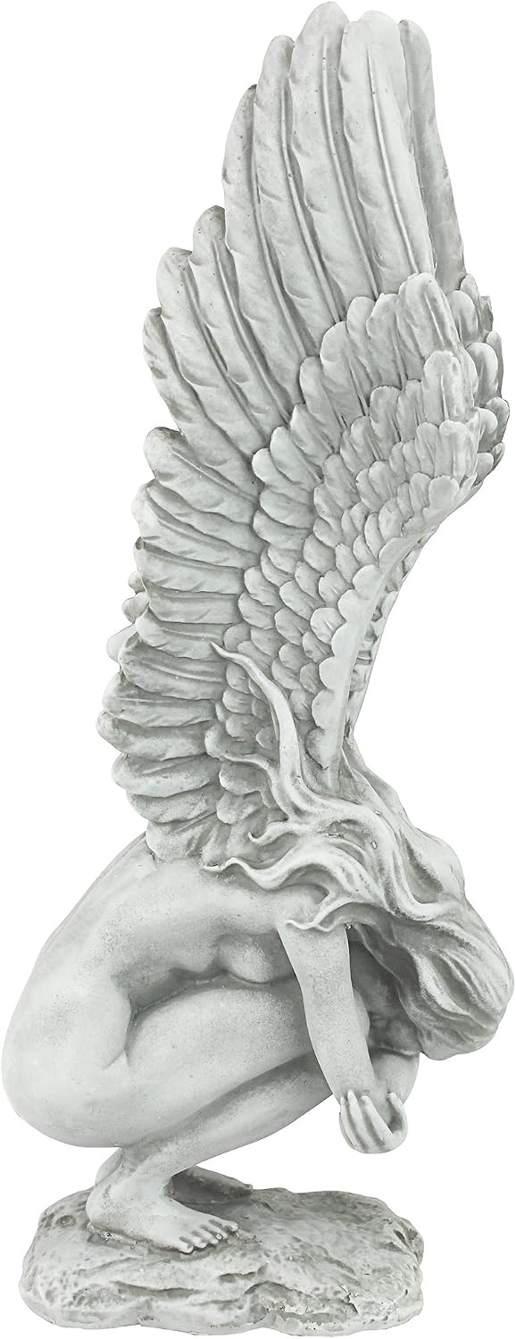 Design Toscano Remembrance and Redemption Angel Religious Indoor/Outdoor Garden Statue, From Base to Top of the Wings Nearly 3 feet tall! Tall, Cast Stone Resin, Antique Stone Finish