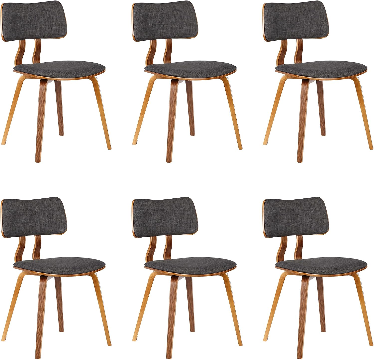 Armen Living Jaguar Dining Chair in Charcoal Fabric and Walnut Wood Finish,Charcoal/Walnut Finish 20D x 18W x 29H in