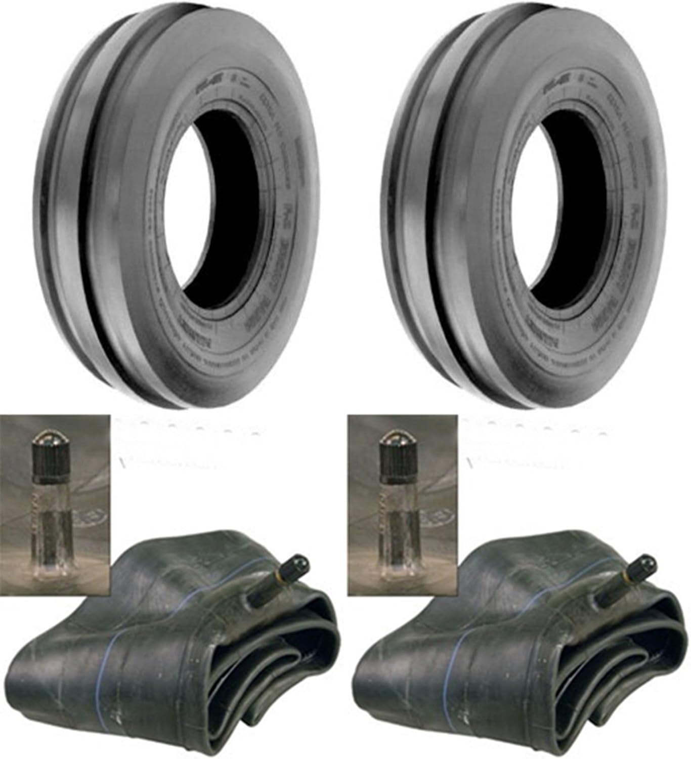 LOT of Two (2) 7.50-16 7.50X16 750-16 Tri Rib (3 Rib) F-2 Tires with Tubes 8 PLY Rated