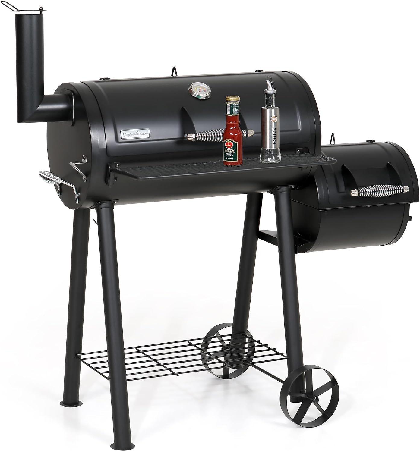 Captiva Designs Vertical Charcoal Smoker Grill Extra Large Barbecue Grill | 961 SQ.IN Outdoor Barrel BBQ Meat Smoker with 5 Removable Smoking Grates & Built-in Hooks for Outdoor Backyard Cooking