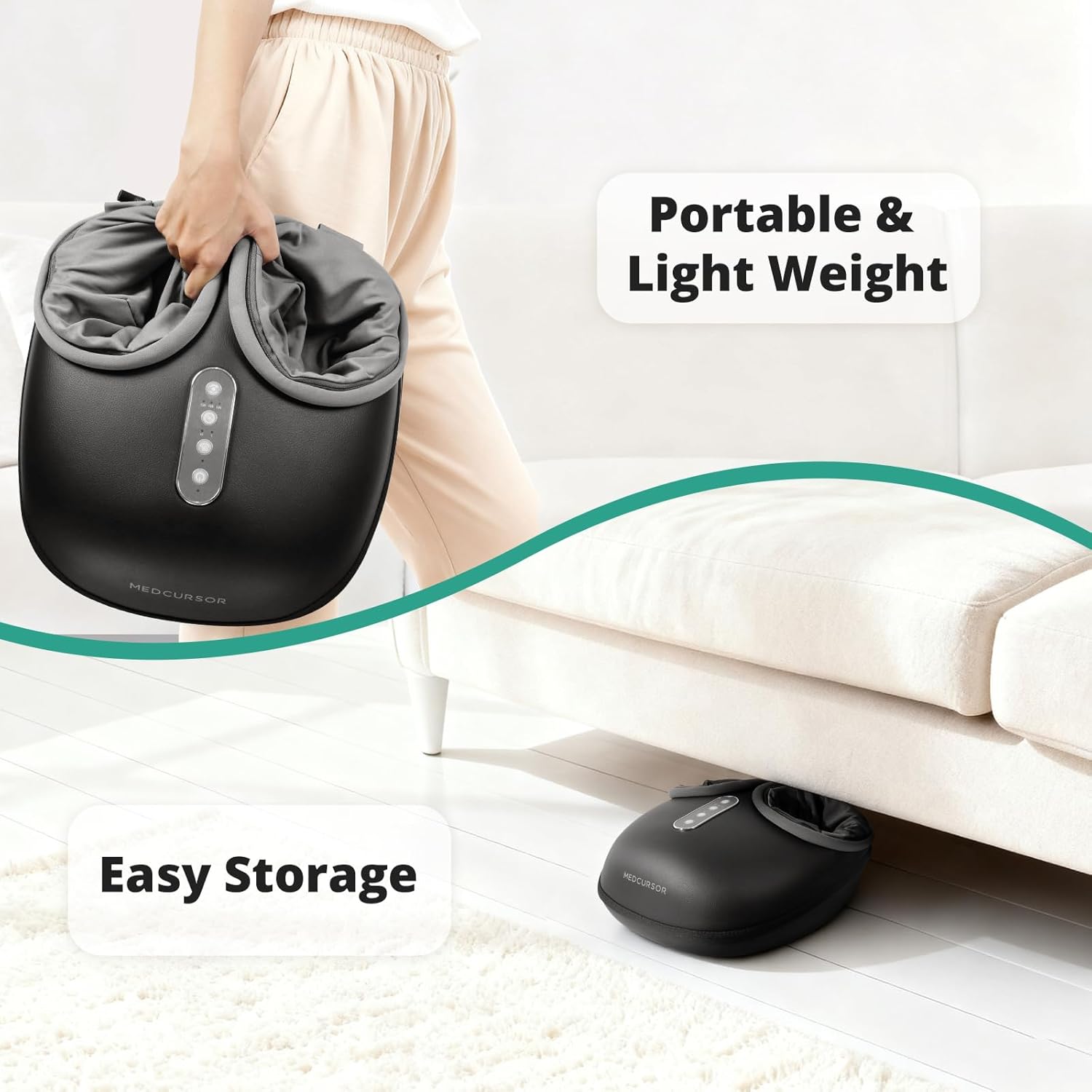 Medcursor Foot Massager with Heat - Shiatsu Feet Massage Machine Delivers Relief for Tired Muscles & Plantar, Deep Kneading Therapy