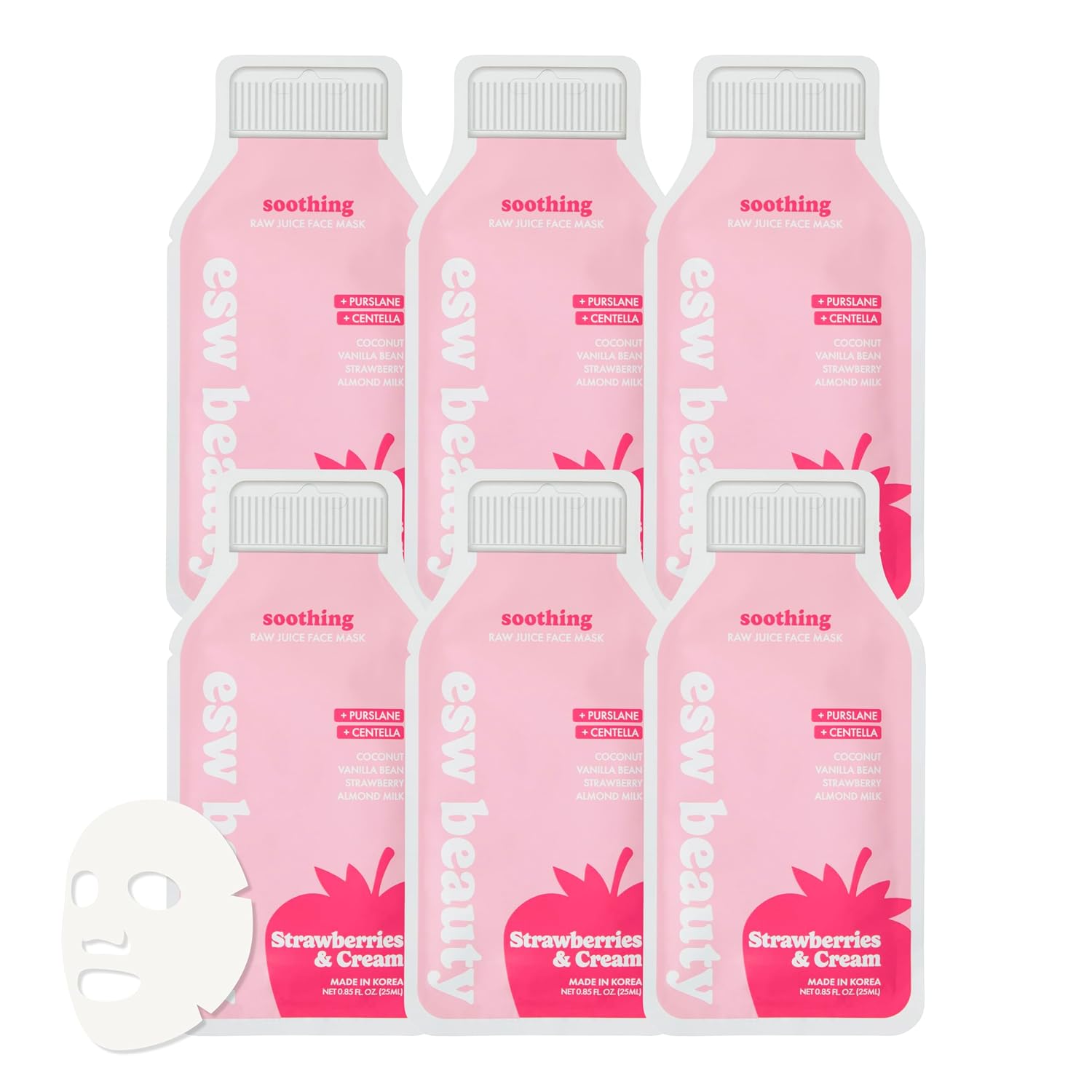 ESW Beauty Strawberries & Cream Soothing Face Mask, Korean Skin Care 1 Pack