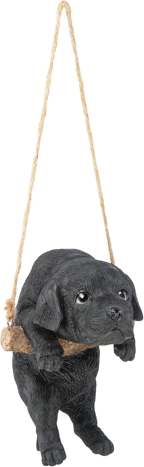 Design Toscano Labrador Retriever Dog Indoor/Outdoor Garden Statue, 9 Inch Wide, 15 Inch Tall, Cast Stone Resin, Black Painted Finish