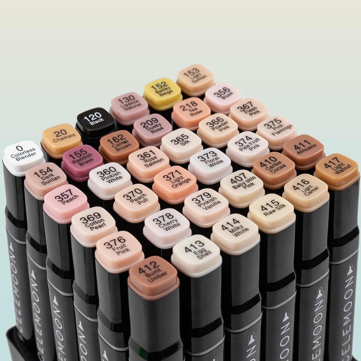 CeleMoon 36 Skin Tone Alcohol Markers - Dual Tip (Fine & Broad Chisel) Permanent Art Pens for Portrait Illustration