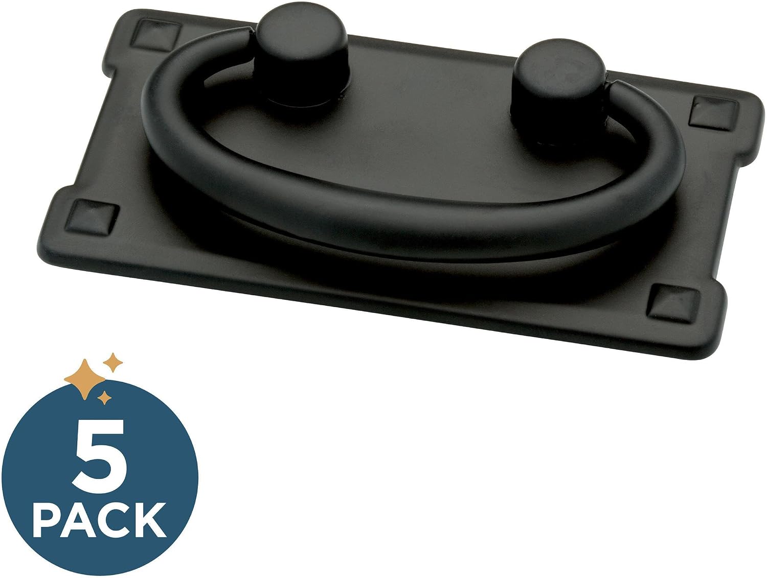 Franklin Brass (5-Pack) – Matte Black Cabinet Handles, 3 Inch Hole Center, Vintage Pulls for Drawers, Kitchen Cabinet Door, Dressers | Mission