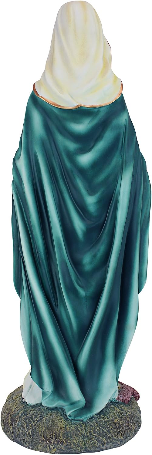 Design Toscano Anne with Young Mother Mary Holy Religious Garden Statue, 12 inches wide, 21 inches tall, Cast Stone Resin, Antique Stone Finish