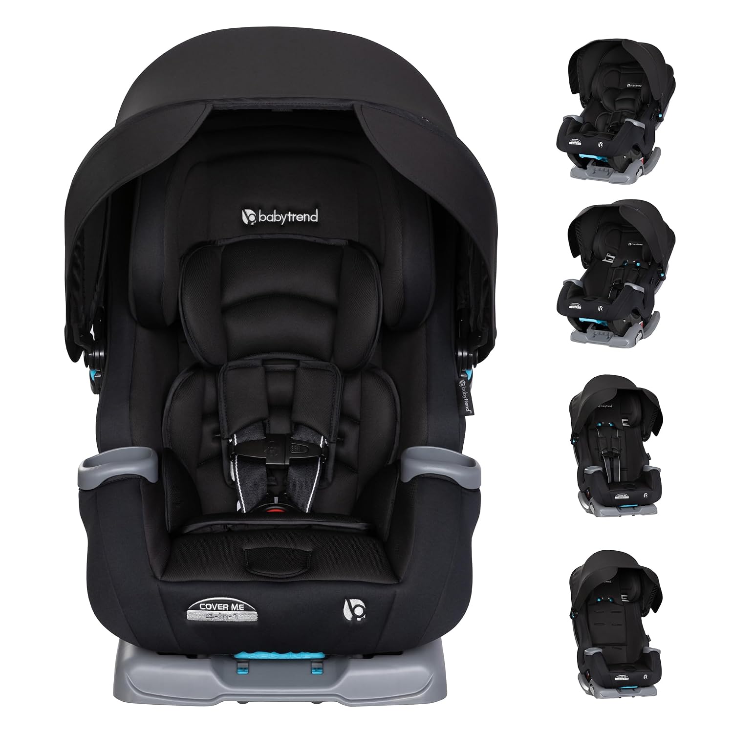 Baby Trend Cover Me™ 4-in-1 Convertible Car Seat, Vespa – Built-in Canopy, 4-Stage Growth System, Plush Comfort Padding, Multi-Position Recline