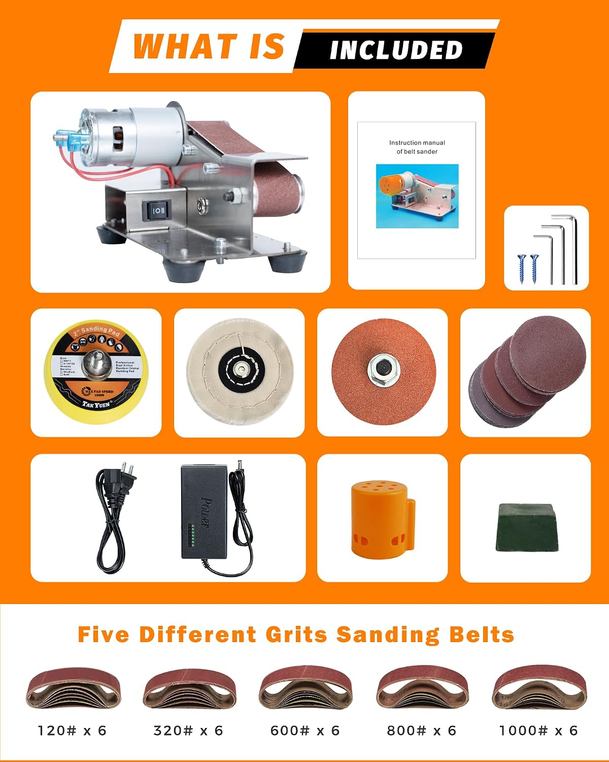 Mini Belt Sander, Electric Small Sander Knife Sharpener, 5"x6.8"x5.5" | Compact Design, Multi-Purpose, Electric Powered, Knife Sharpening, Portable Sander