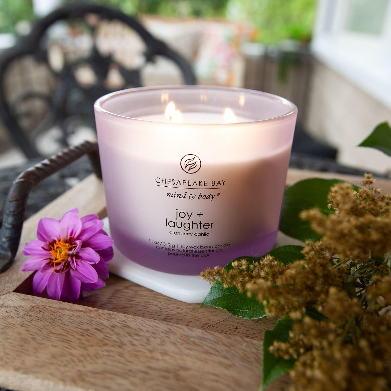 Chesapeake Bay Balance + Harmony Scented Candle Water Lily Pear Fragrance 50 Hours Burn Time Warm & Decorative Soy Wax Blend