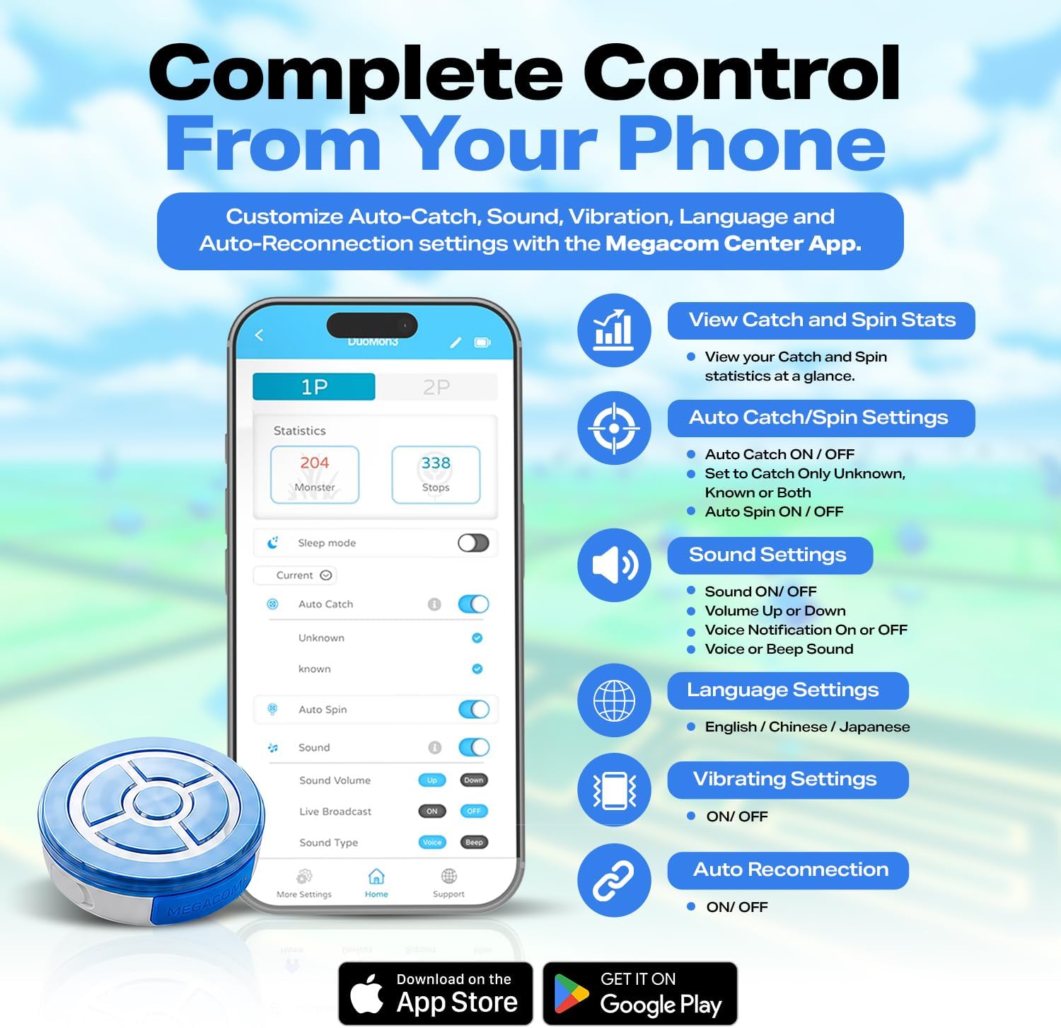 DuoMon 3 Advance Auto Catcher for Pokemon Go Plus - 2 Account Play, Auto Catch & Spin, Voice Alerts, Auto Reconnect, Mobile App - 2026 Edition