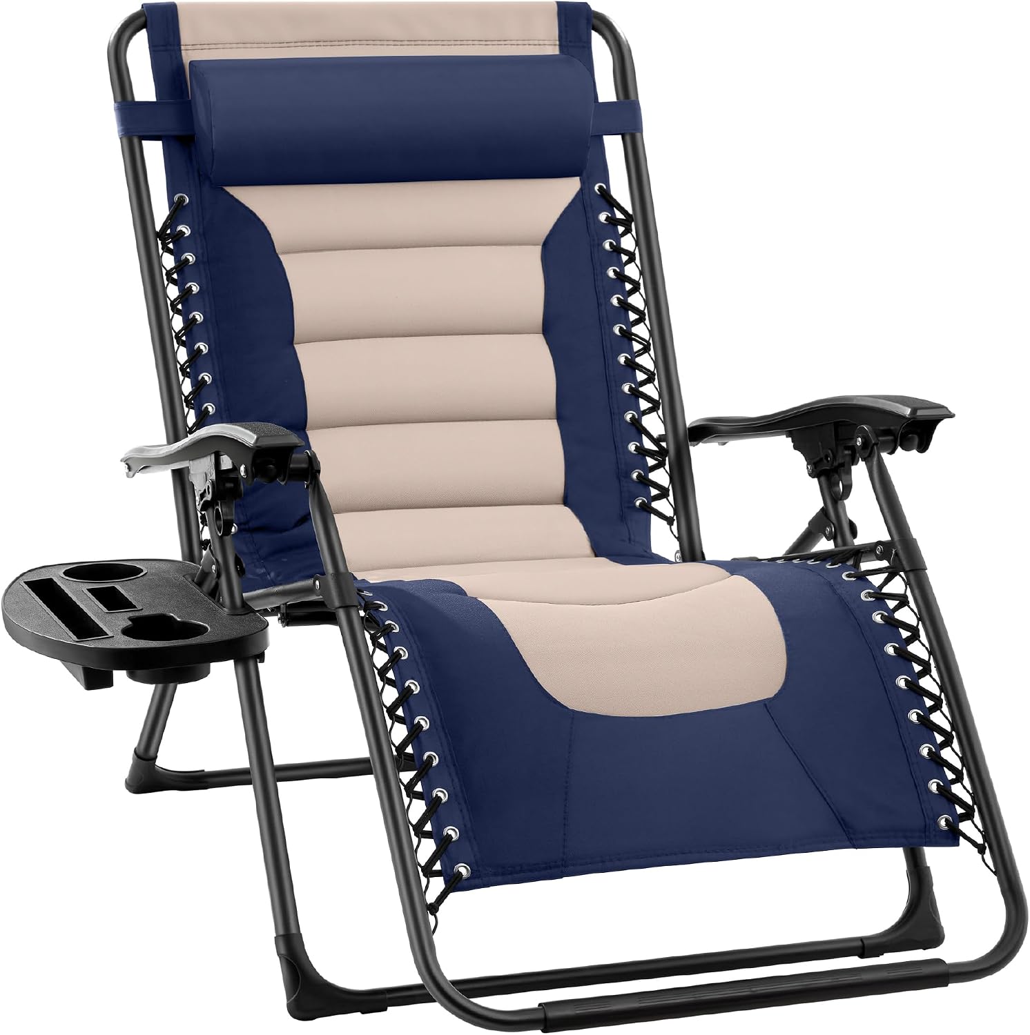 Best Choice Products Oversized Padded Zero Gravity Chair, Folding Outdoor Patio Recliner, XL Anti Gravity Lounger for Backyard w/Headrest, Cup Holder