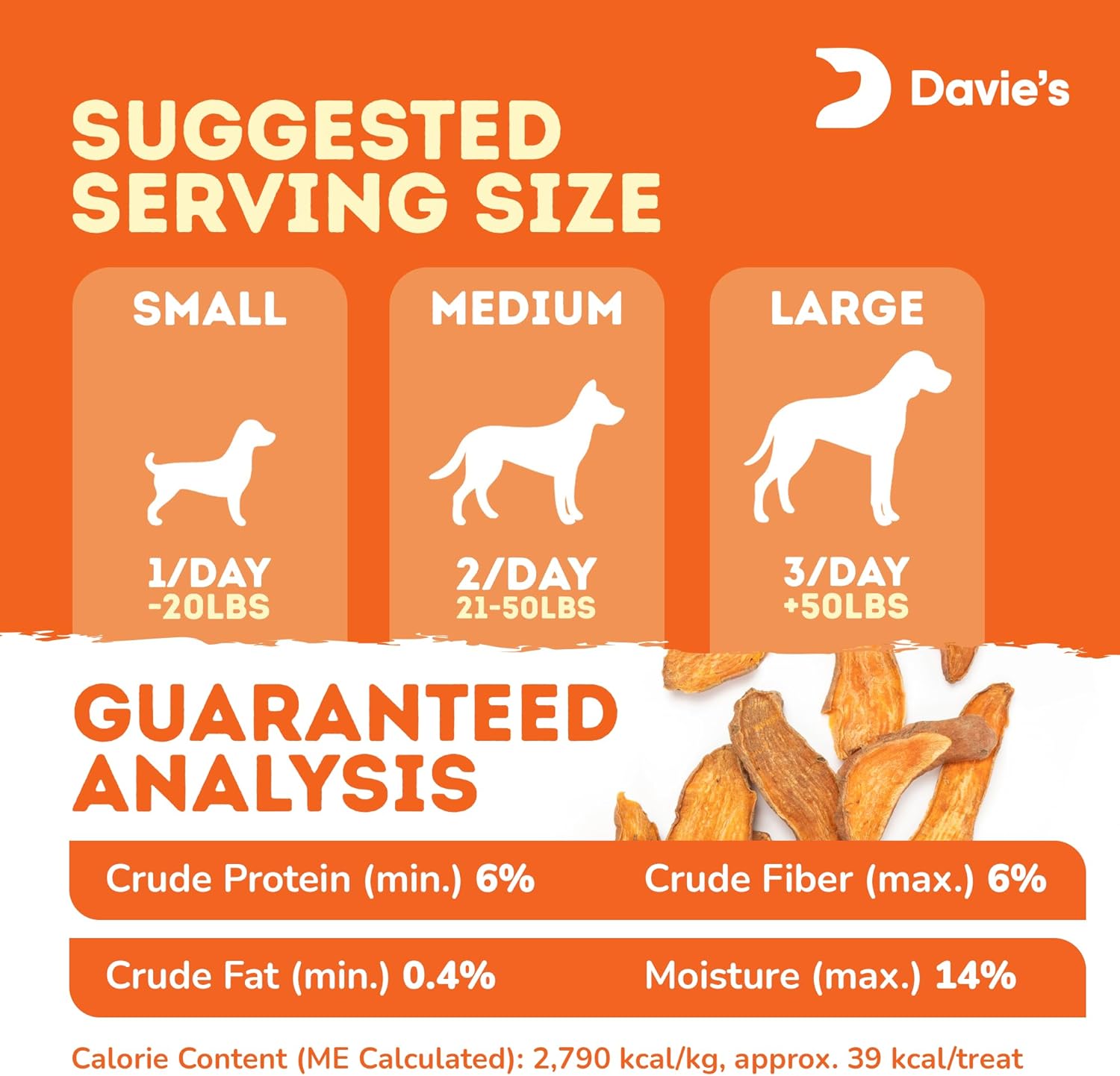 Davie's Sweet Potato Dog Treats - Natural Dog Chews, 1 lb.