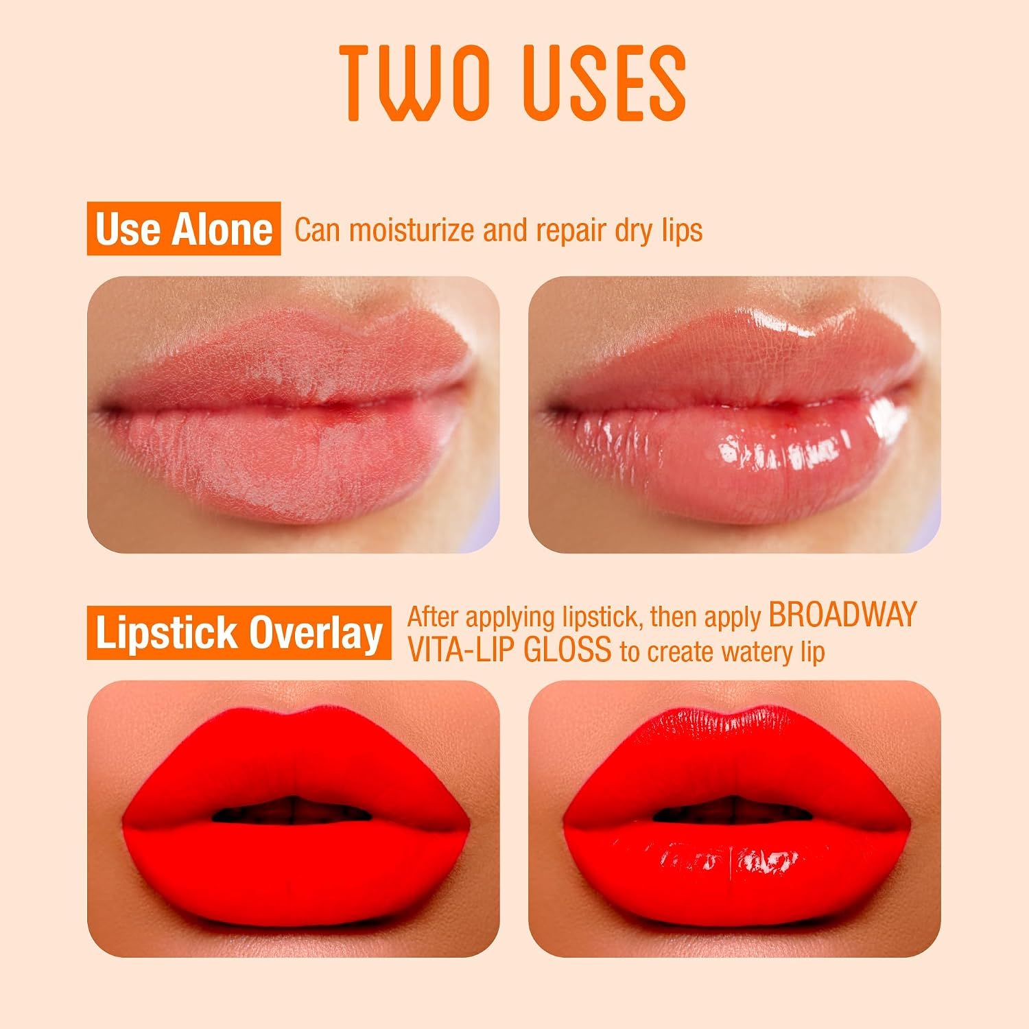 Ruby Kisses Broadway Vita-Lip Clear Lip Gloss (8 Pack), Ultra-Hydrating & Soothing Formula with Vitamins